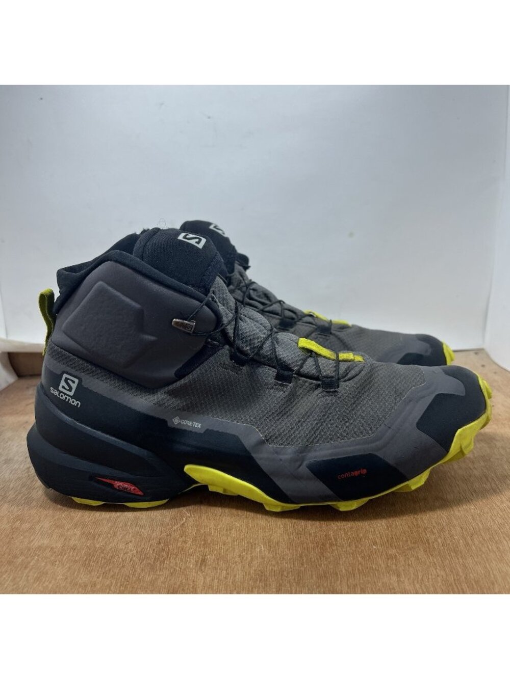 Salomon Cross Hike Mid GTX Gore-Tex Men Size 11 Hiking Boots Grey Yellow 411186